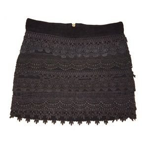 Black lace mini skirt